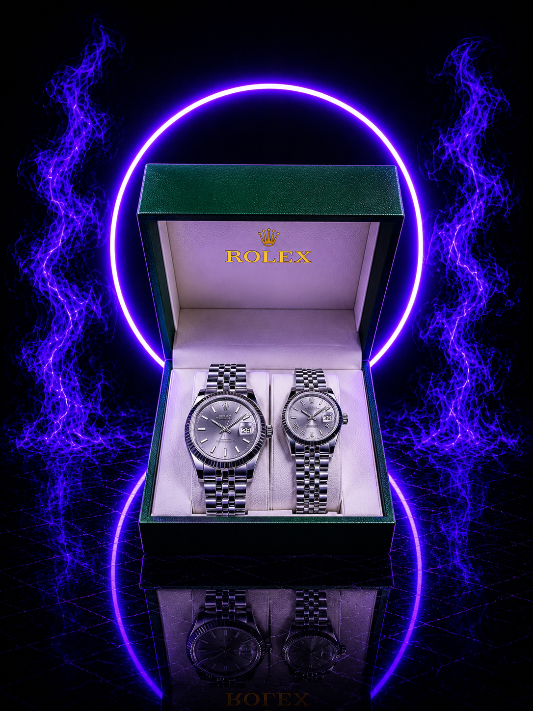 Platinum Crown His & Her Timepiece Set